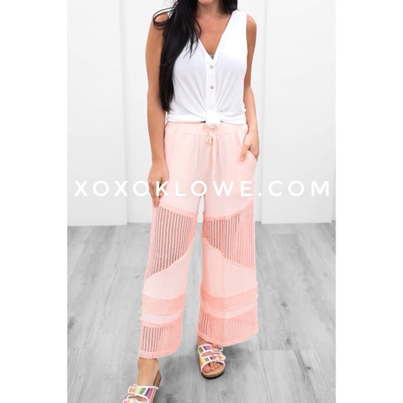 POL Blush Pink Flowy Wide Leg Rayon Jersey Palazzo Pants - Picture 6 of 11